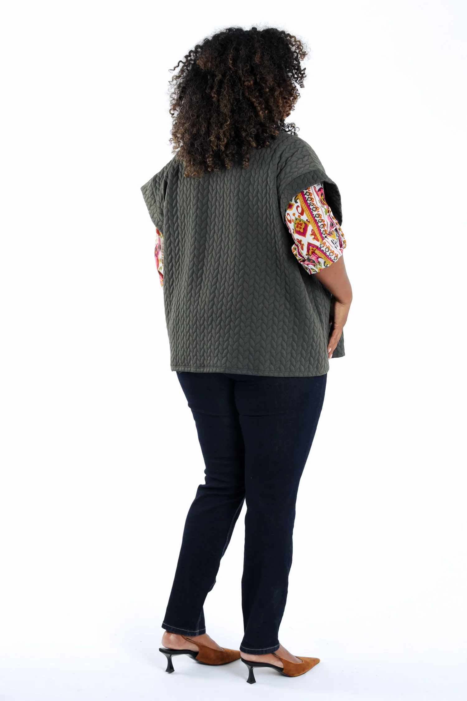 Veste sans manches unie détail tressé