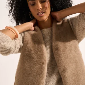 Gilet sans manches en fausse fourrure