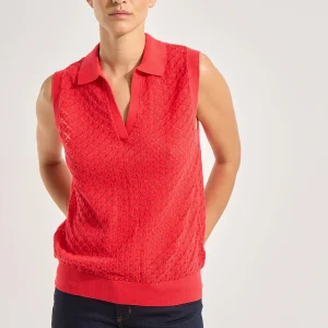 Polo sans manches en coton