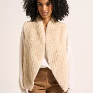 Gilet sans manches en fausse fourrure effet vison