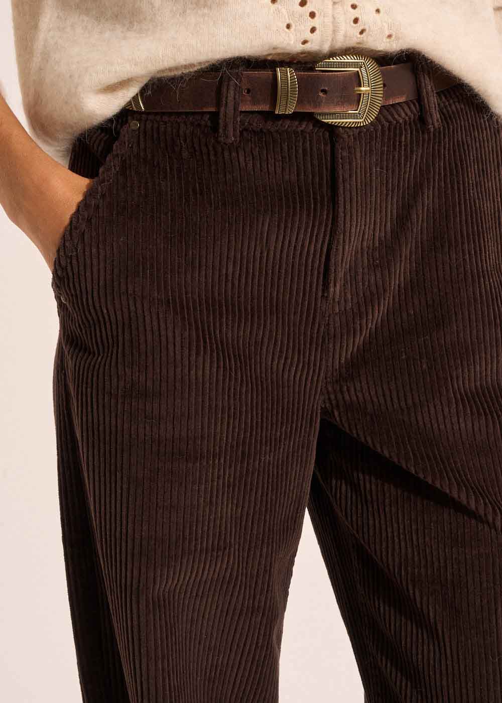 Pantalon large en velours de coton taille haute – Image 4