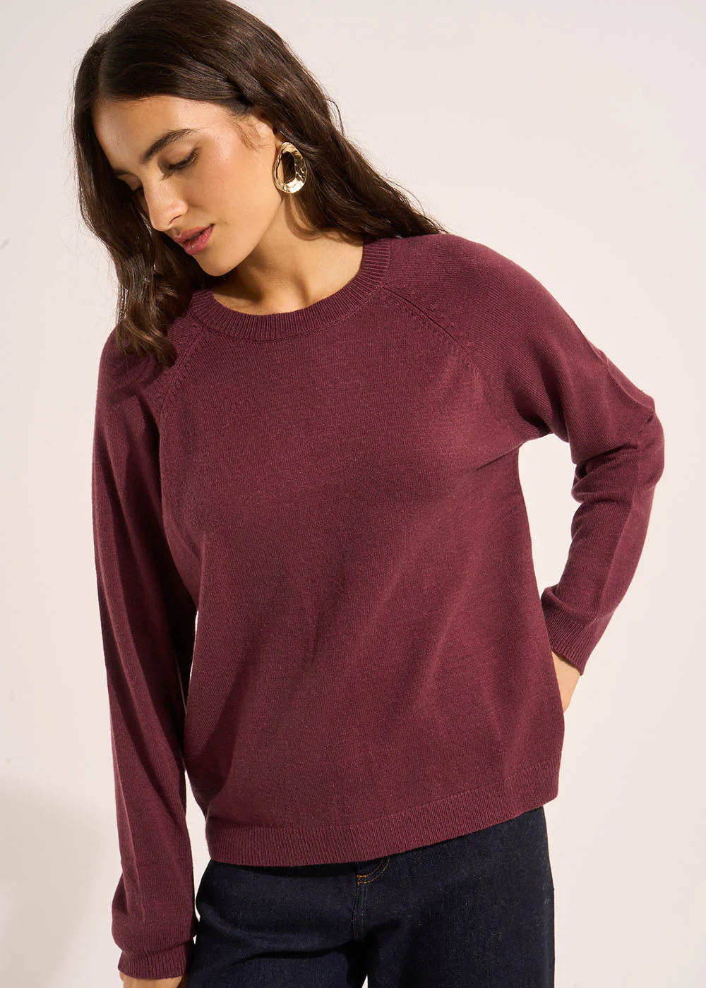 Pull col rond avec manches longues