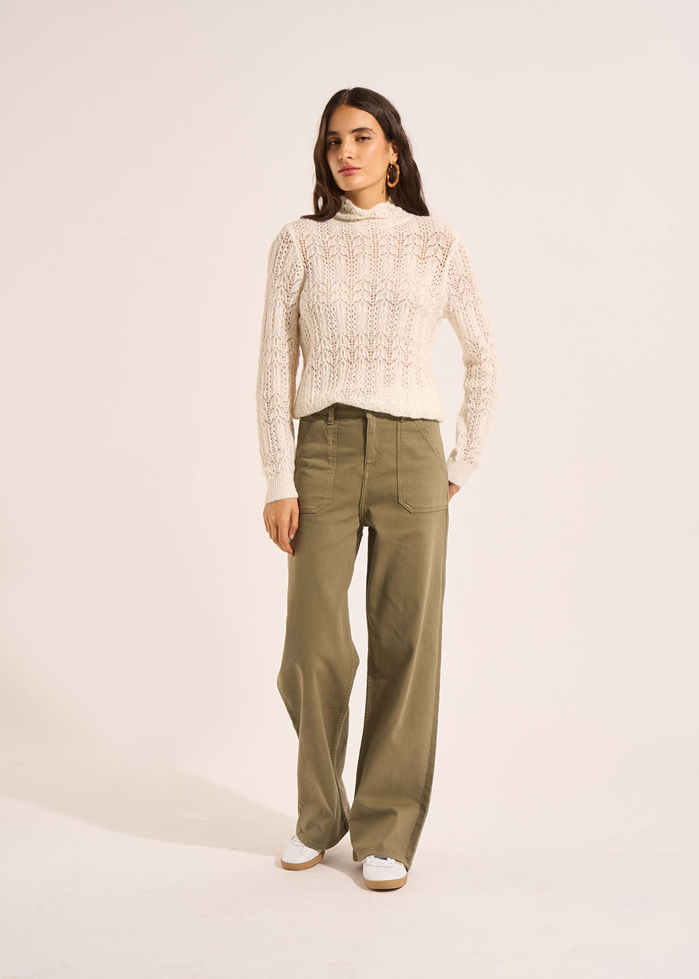 Pantalon coupe large en coton