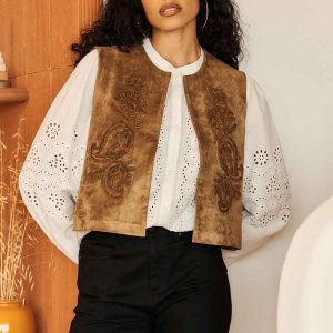 Gilet sans manches brodé