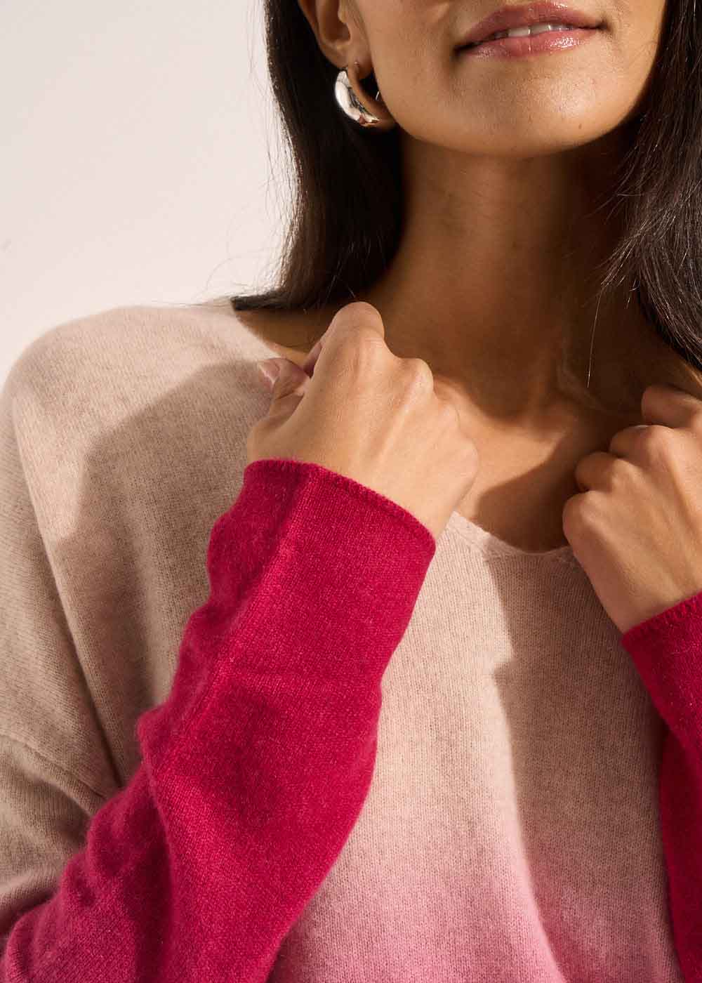 Pull cachemire dégradé encolure V