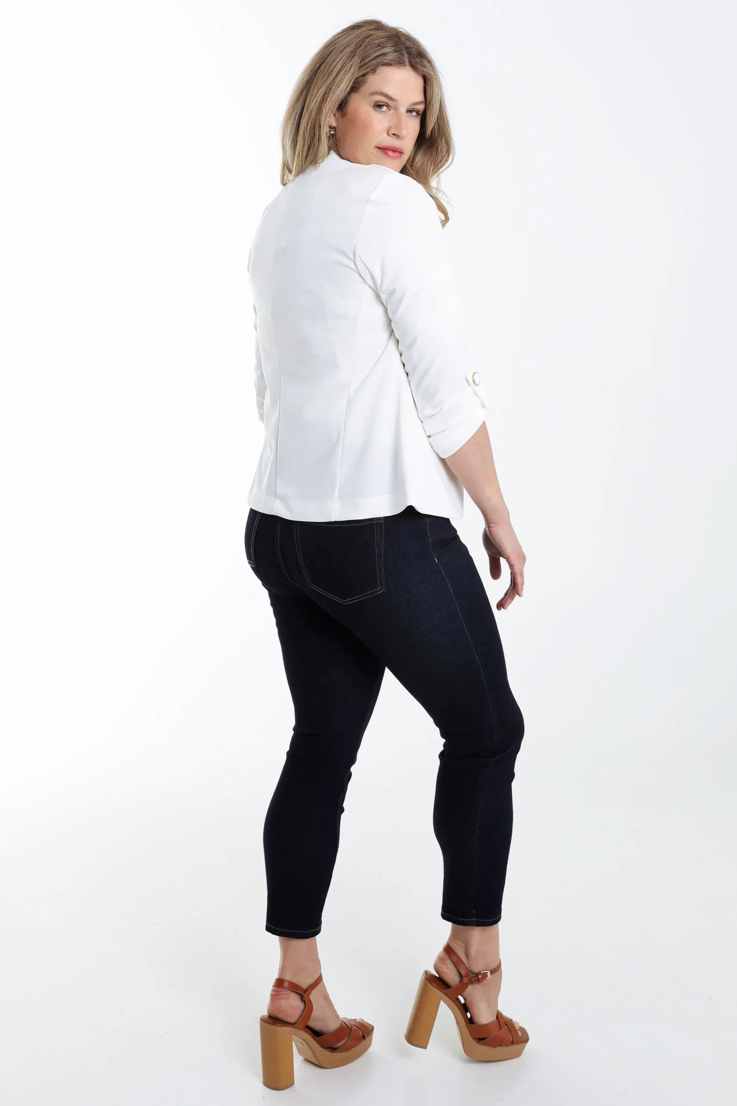 Veste unie avec manches retroussables