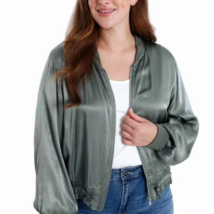 Bomber uni en viscose effet satin