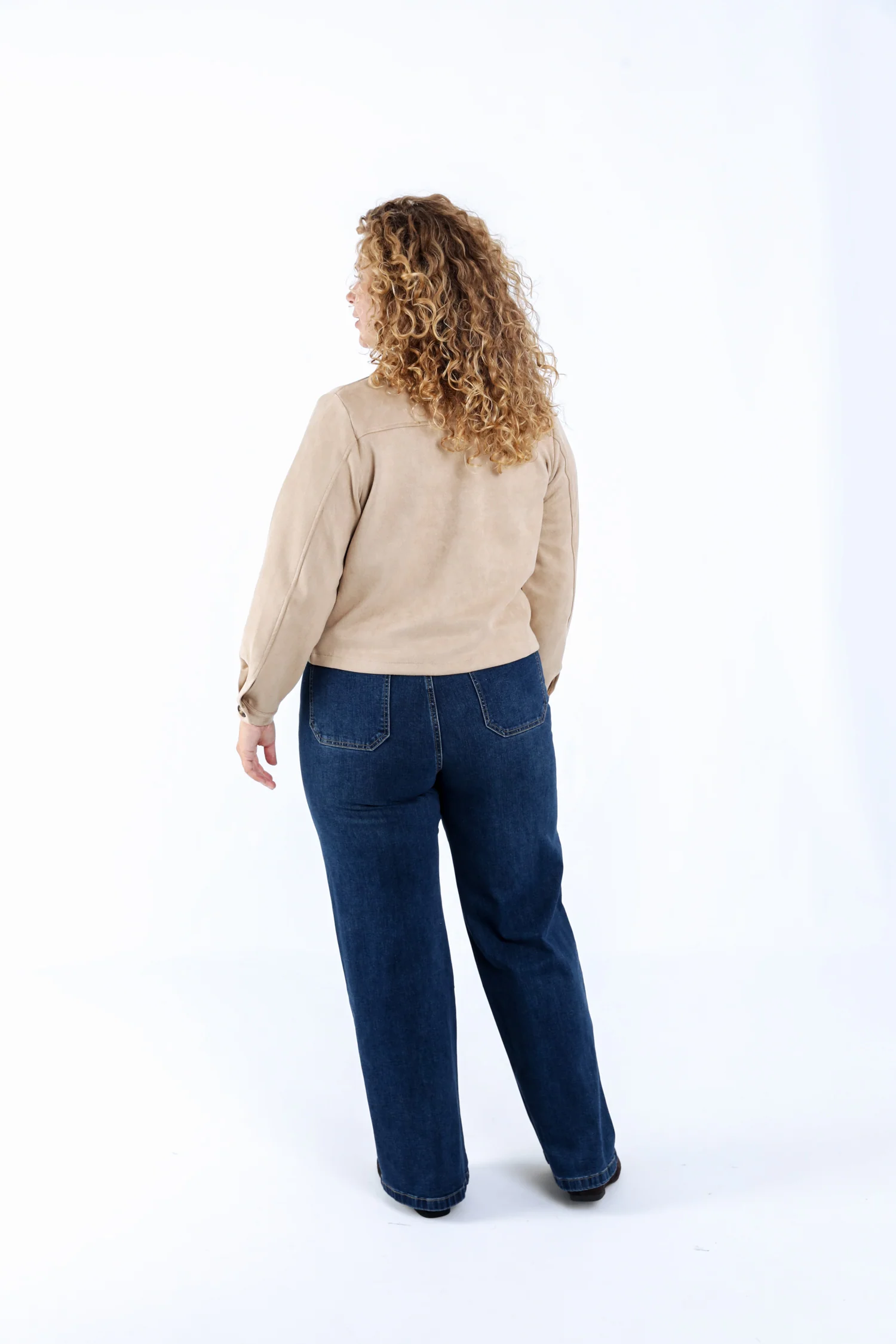 Veste courte effet suédine unie