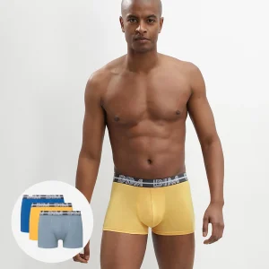 Lot de 3 boxers coton stretch ceinture graphique bleu Dim Powerful