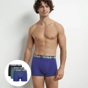 Lot de 3 boxers homme à ceinture 3D Noir Bleu Vert Dim Powerful