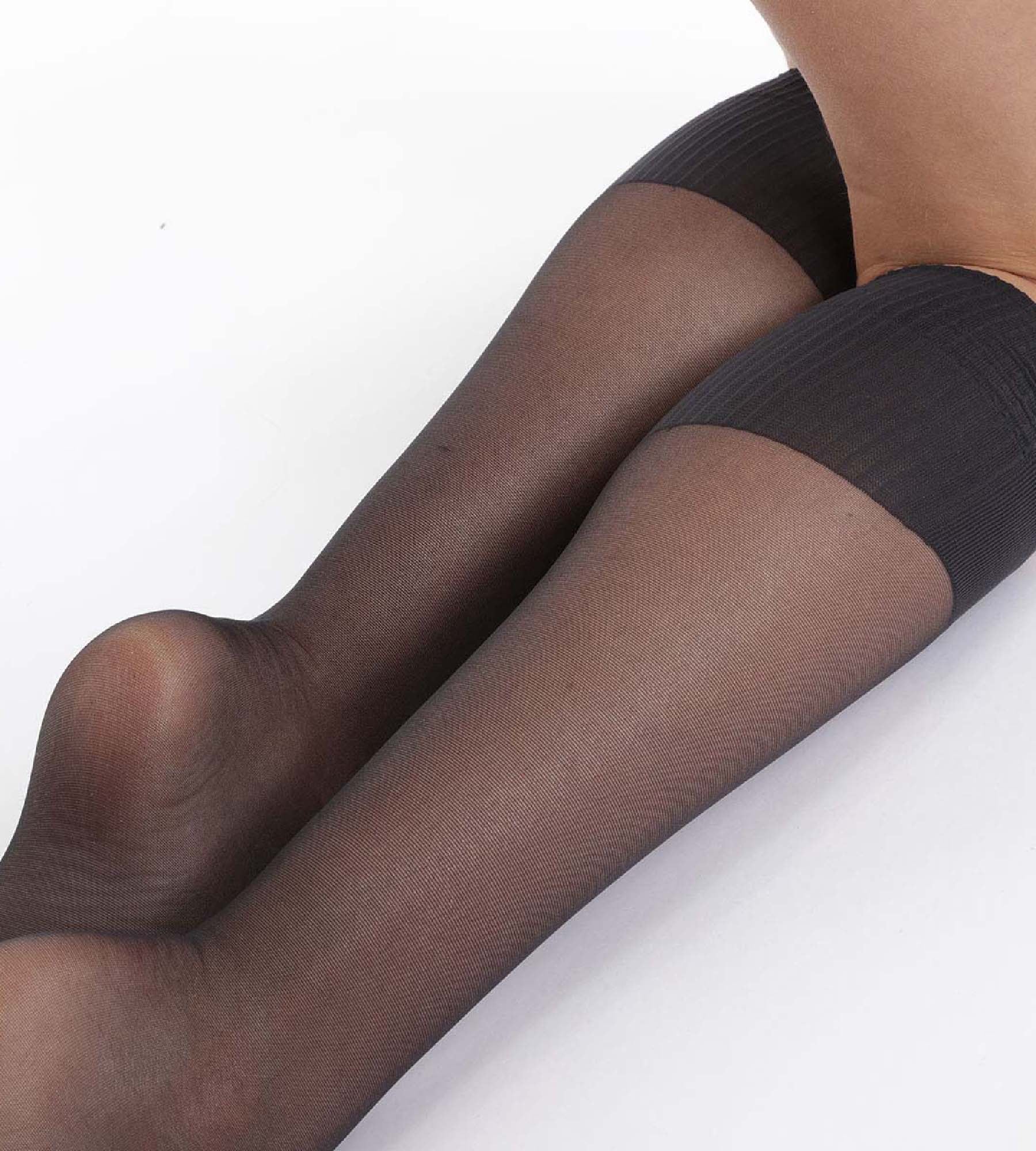 Lot de 2 mi-bas noirs AbsoluFlex transparents 20D