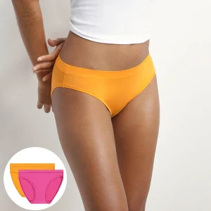 Lot de 2 slips femme en coton et nylon Fuchsia Jaune Oh My Dim’s