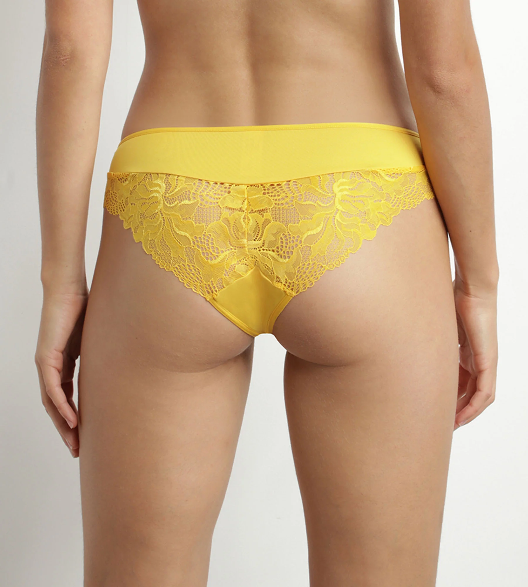 Culotte femme microfibre et dentelle Jaune Dim Generous Essentiel