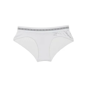 Shorty fille coton stretch Blanc avec impressions argentées Dim Sport