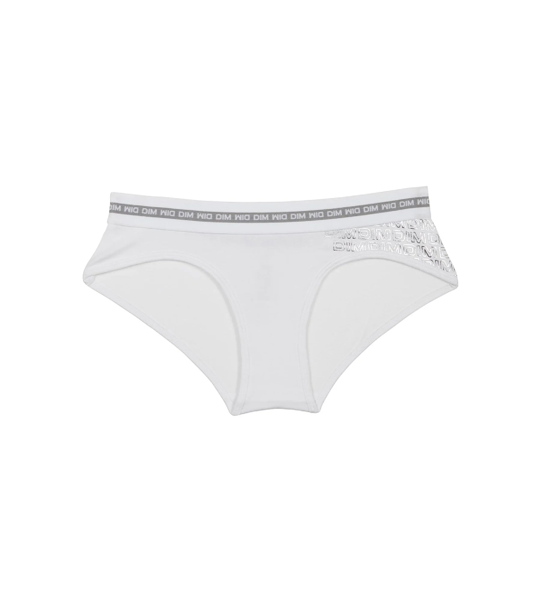 Shorty fille coton stretch Blanc avec impressions argentées Dim Sport