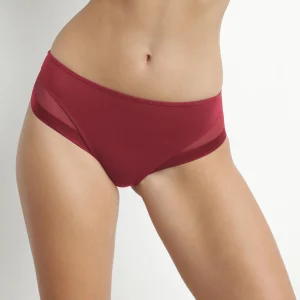 Slip femme en microfibre et tulle Rouge Coquelicot Dim Generous