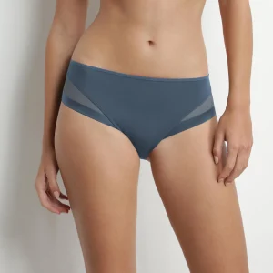 Slip femme en microfibre et tulle Bleu Porcelaine Dim Generous