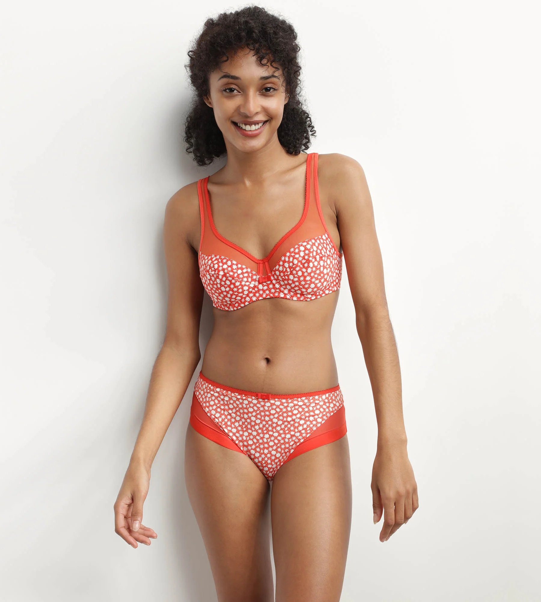Slip femme en microfibre et tulle Rouge à fleurs Generous – Image 3