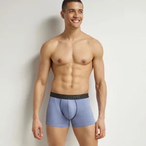 Boxer homme en coton modal à ceinture contrastée Bleu Dim Classic