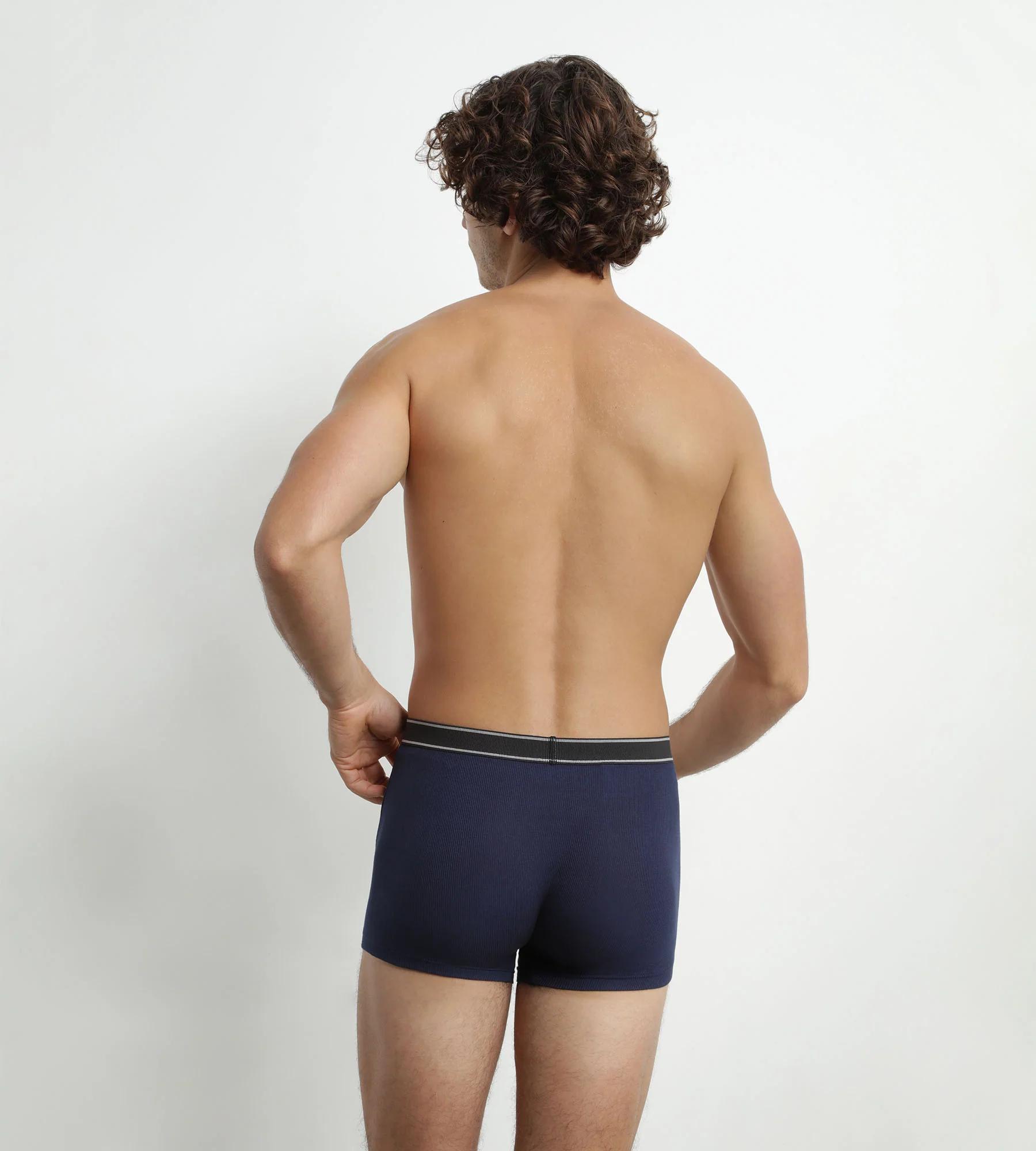 Boxer homme en coton modal côtelé Bleu foncé Dim Elegant