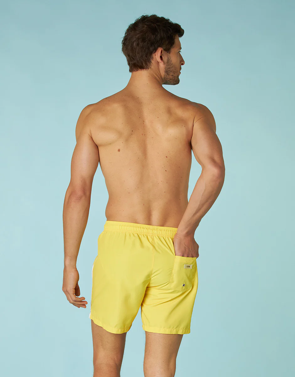 Short de bain jaune pastel pour homme