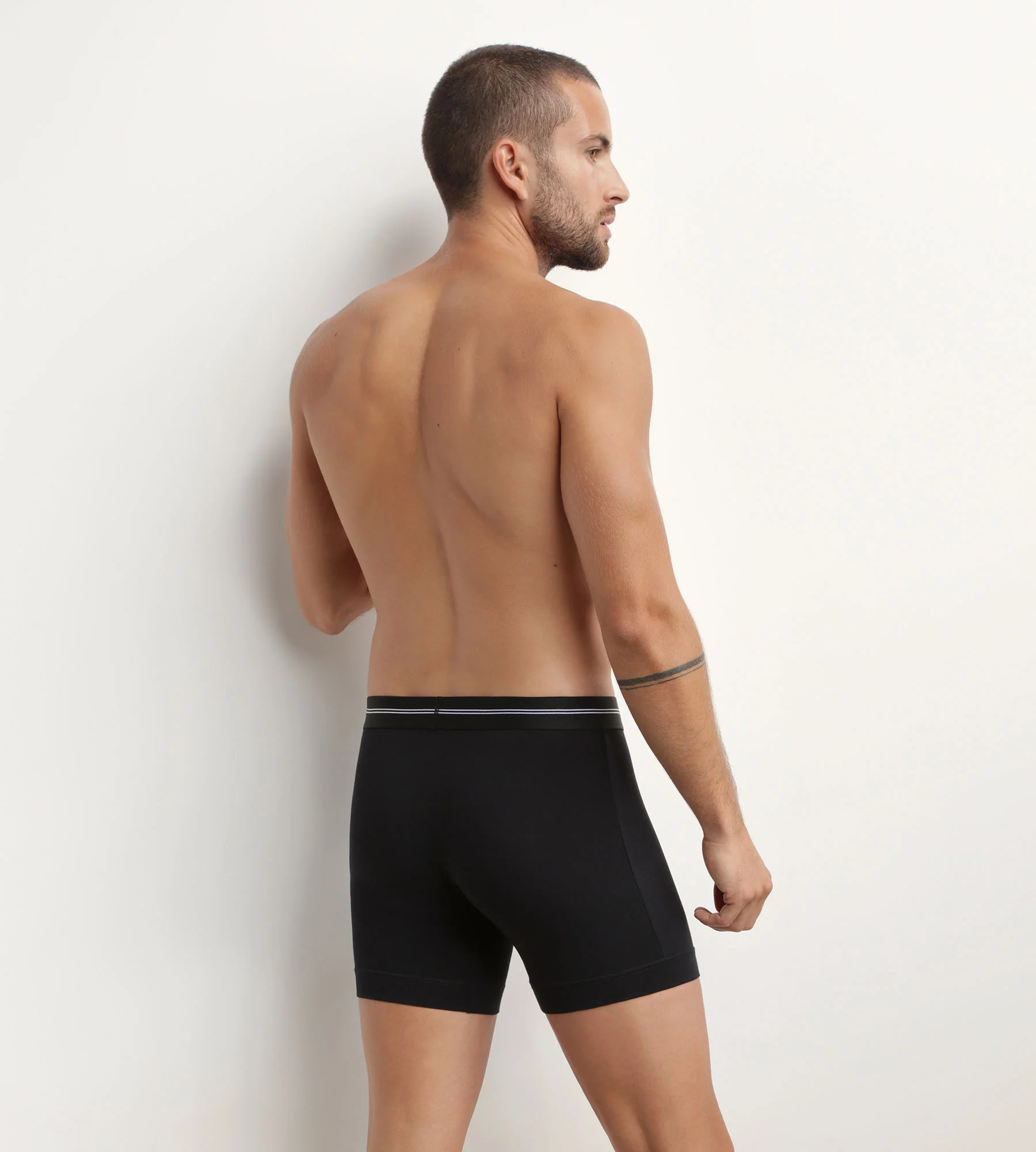 Boxer homme en coton modal à coutures plates Noir Dim Icons Essentiel