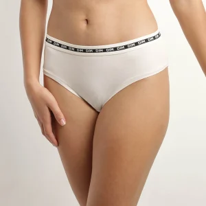 Shorty femme coton modal Beige ceinture contrastée Dim Icons Essentiel