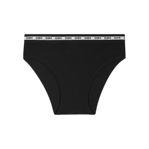 Slip pour fille en tissu côtelé Noir à ceinture beige Dim Icons