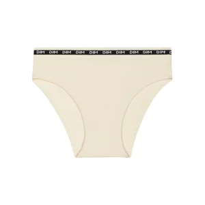 Slip pour fille en tissu côtelé Beige à ceinture noire Dim Icons