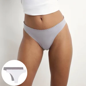 Lot de 2 tangas femme Gris et Blanc Body Touch Easy