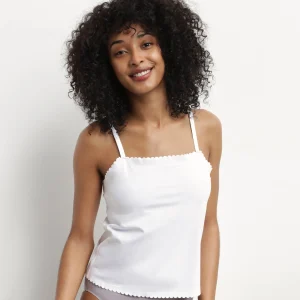 Top femme en coton stretch sans couture Blanc Body Touch Easy