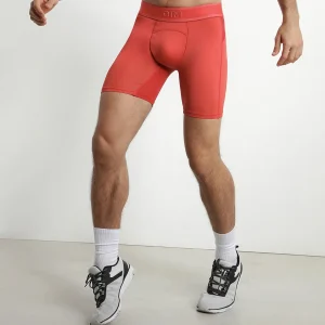 Boxer de sport long homme en microfibre et mesh Rouge Alerte Dim Move