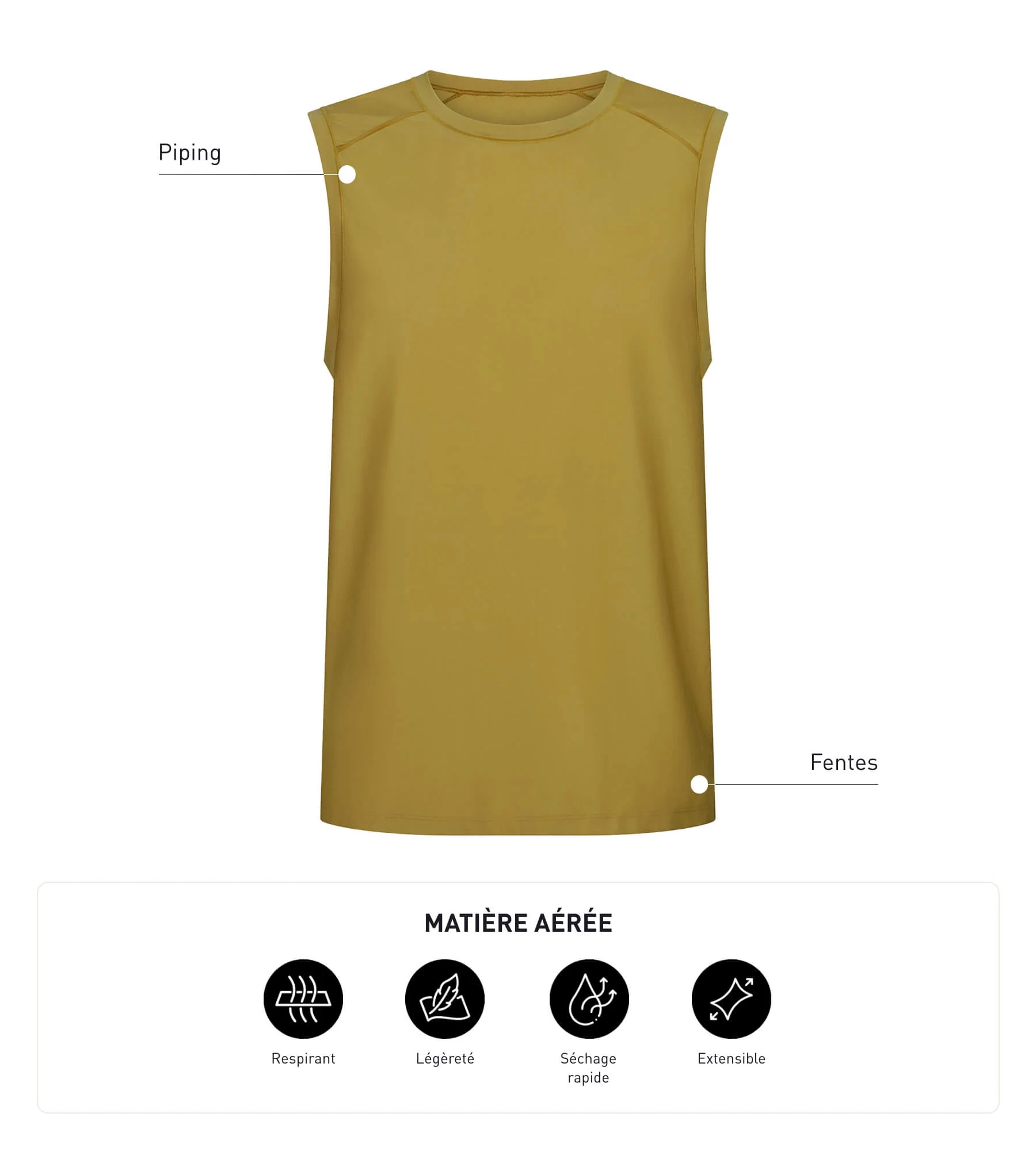 Débardeur de sport homme en matière aérée Olive Dim Move – Image 5