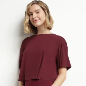 T-shirt de sport femme en viscose Bordeaux avec dos ouvert Dim Move