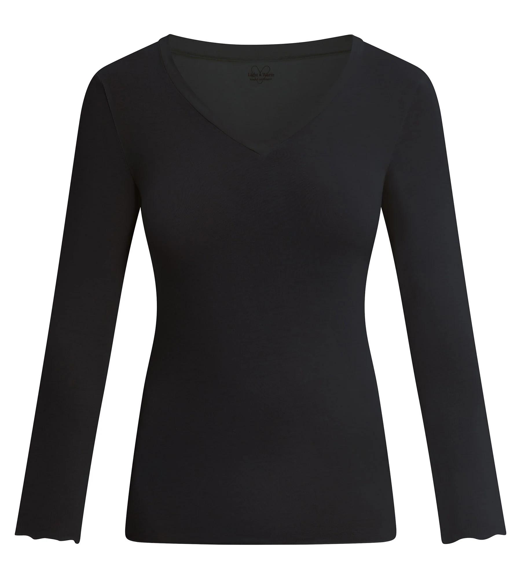 T-shirt femme col V modal et cachemire Noir Light & Warm – Image 5