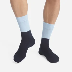Chaussettes homme en coton effet colorblock Marine et Bleu Dim Mode