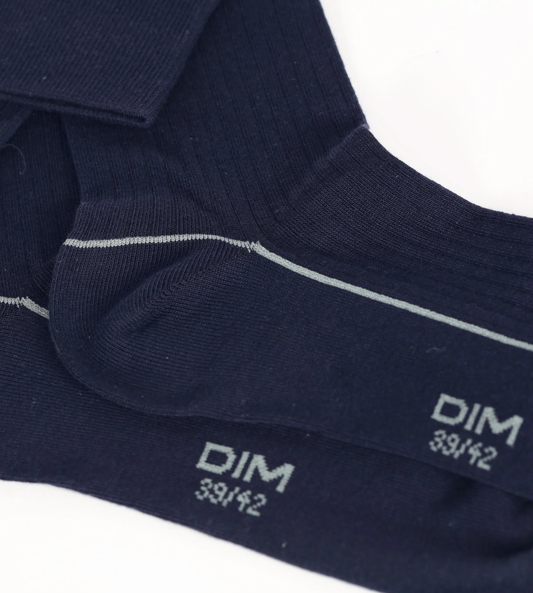Chaussettes homme en coton côtelé Bleu Minuit à liseré coloré Dim Mode – Image 3