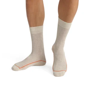 Chaussettes homme en coton côtelé Beige à liseré coloré Dim Mode