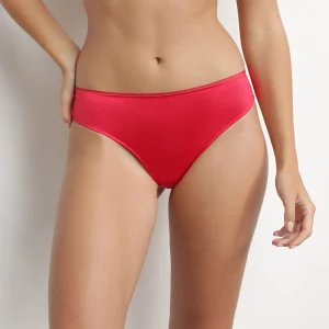 Tanga femme en microfibre satinée Rouge Dim Chéri