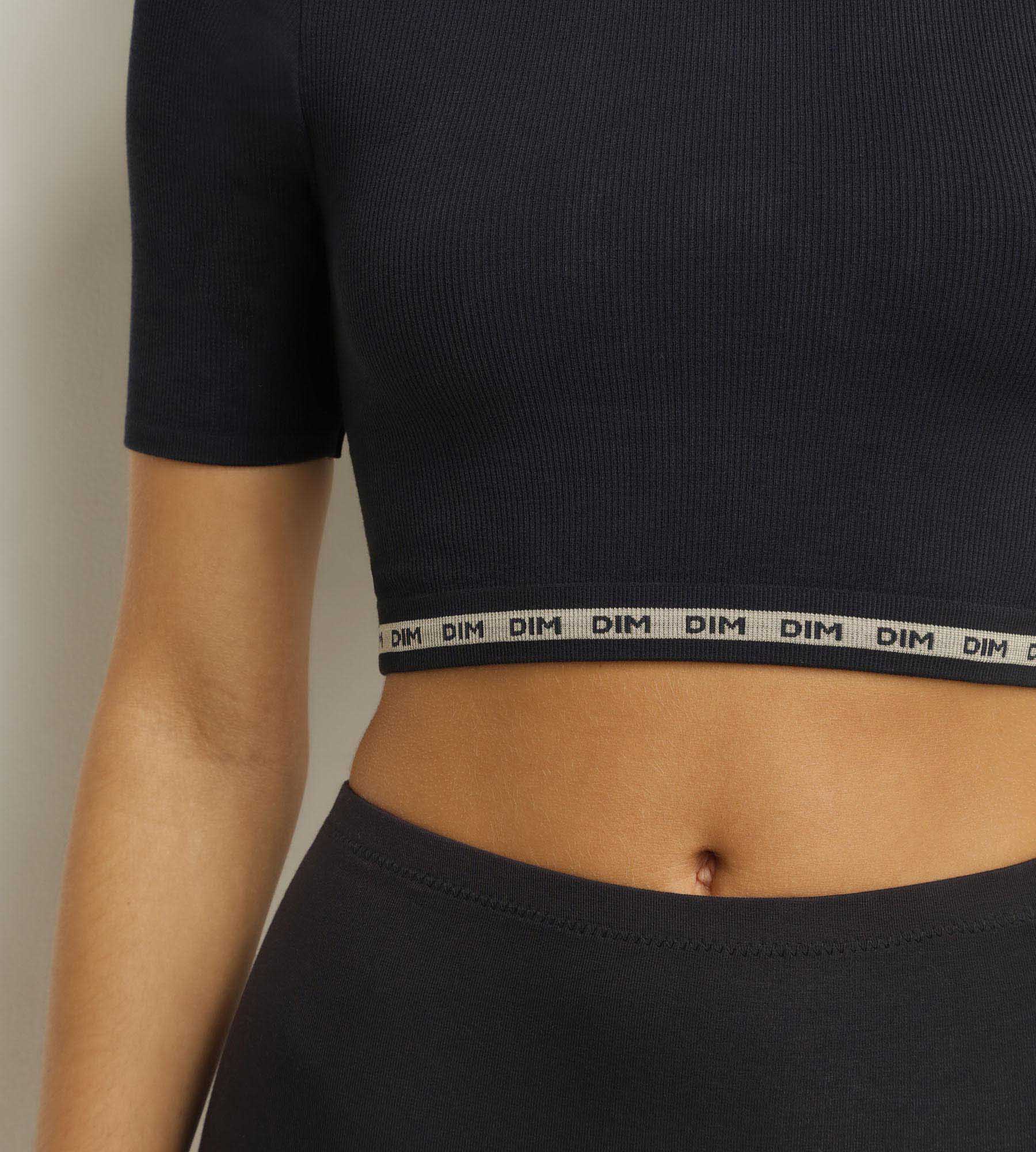Top femme sans couture en microfibre côtelée Noir Dim Icons Seamless – Image 6