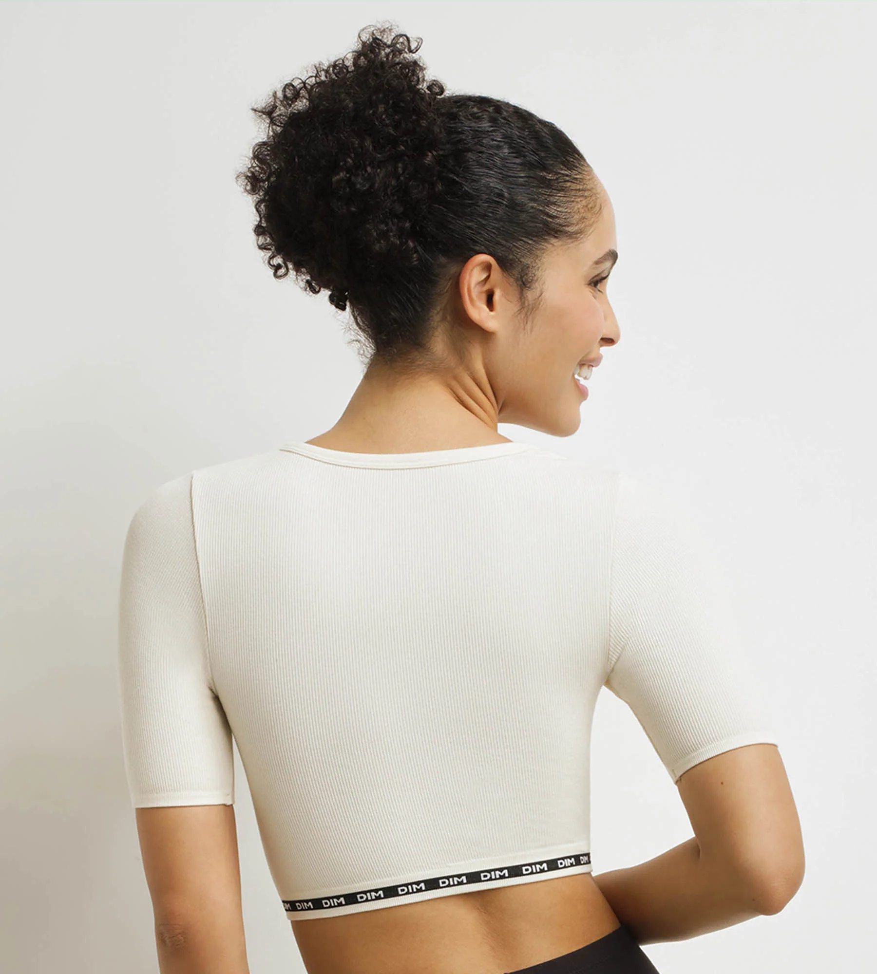 Top femme sans couture en microfibre côtelée Beige Dim Icons Seamless