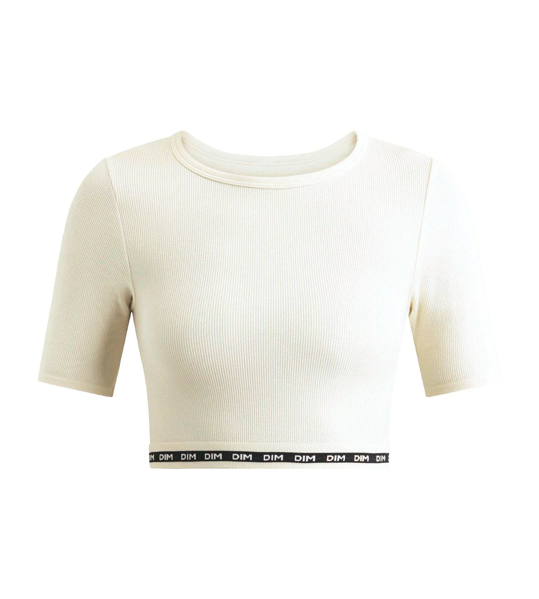 Top femme sans couture en microfibre côtelée Beige Dim Icons Seamless – Image 5