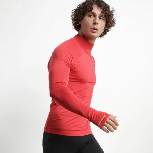 Haut de sport homme à col montant en microfibre Rouge Dim Move