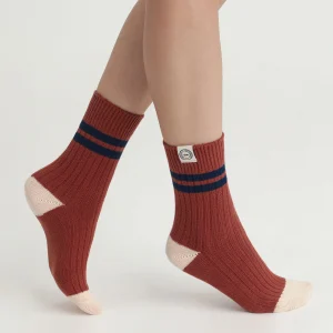 Chaussettes femme colorblock Marron Dim x Ines de La Fressange