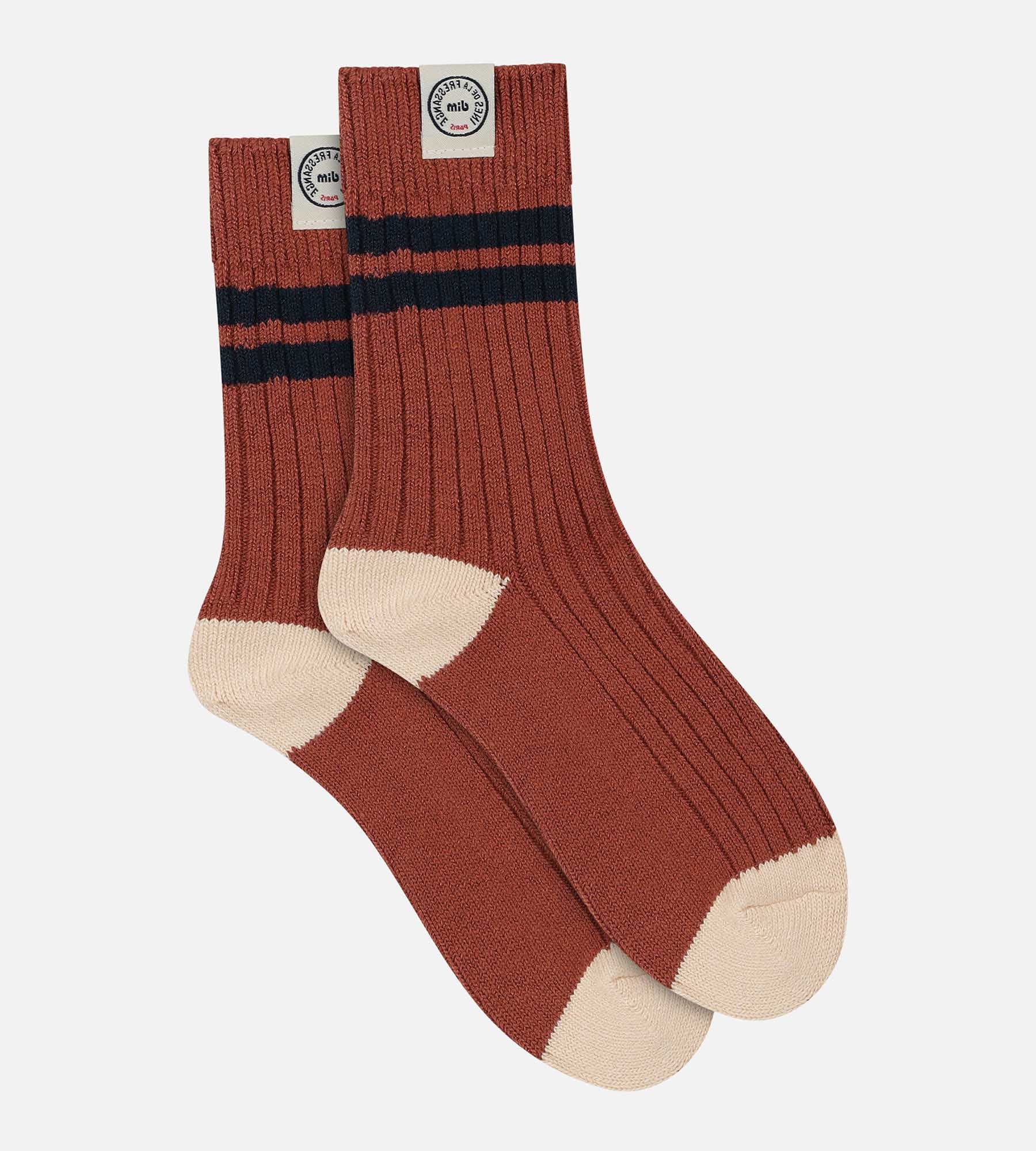 Chaussettes femme colorblock Marron Dim x Ines de La Fressange