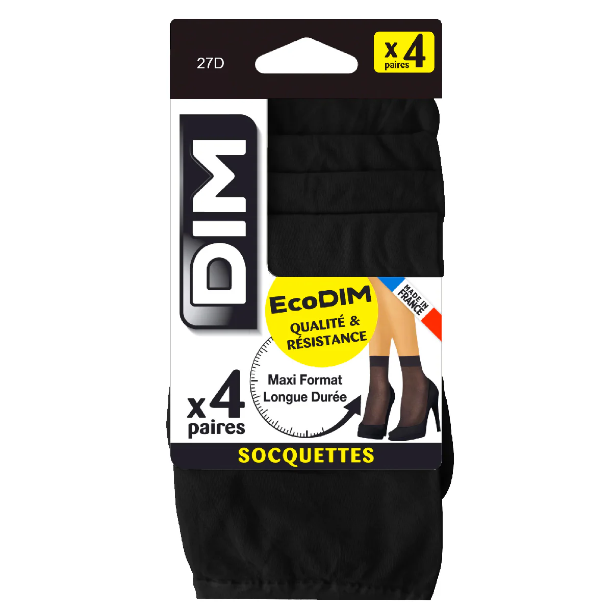 Lot de 4 socquettes noires EcoDIM semi-opaques 30D