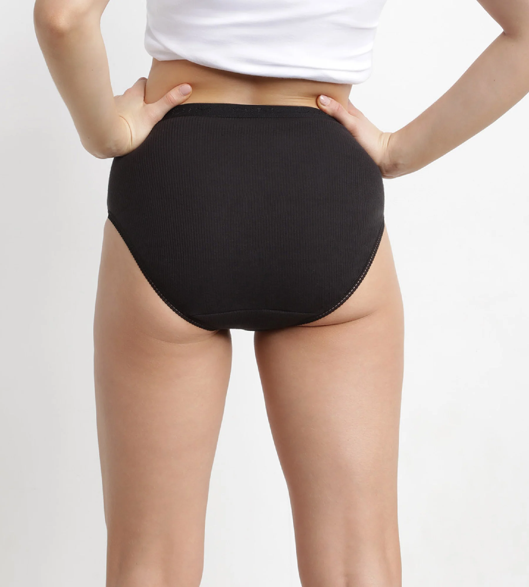 Lot de 2 slips noirs Femme Pur Coton taille haute