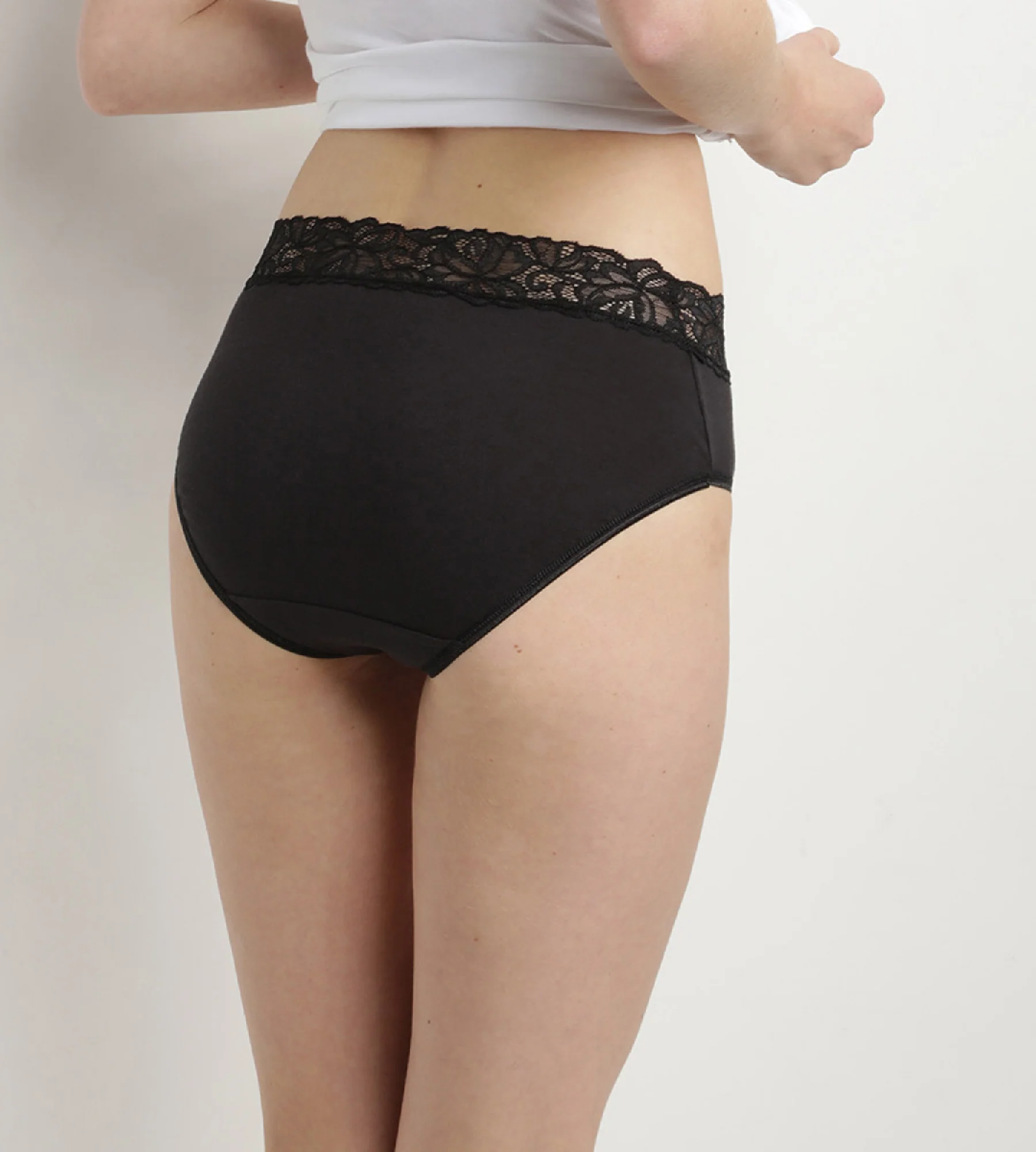 Lot de 2 slips noirs Coton Plus Féminine taille haute