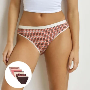 Lot de 5 slips femme motifs bohème Écru Marron Les Pockets