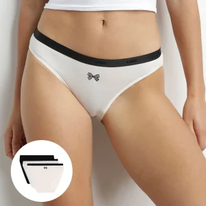 Lot de 3 slips nœud noir en coton Les Pockets